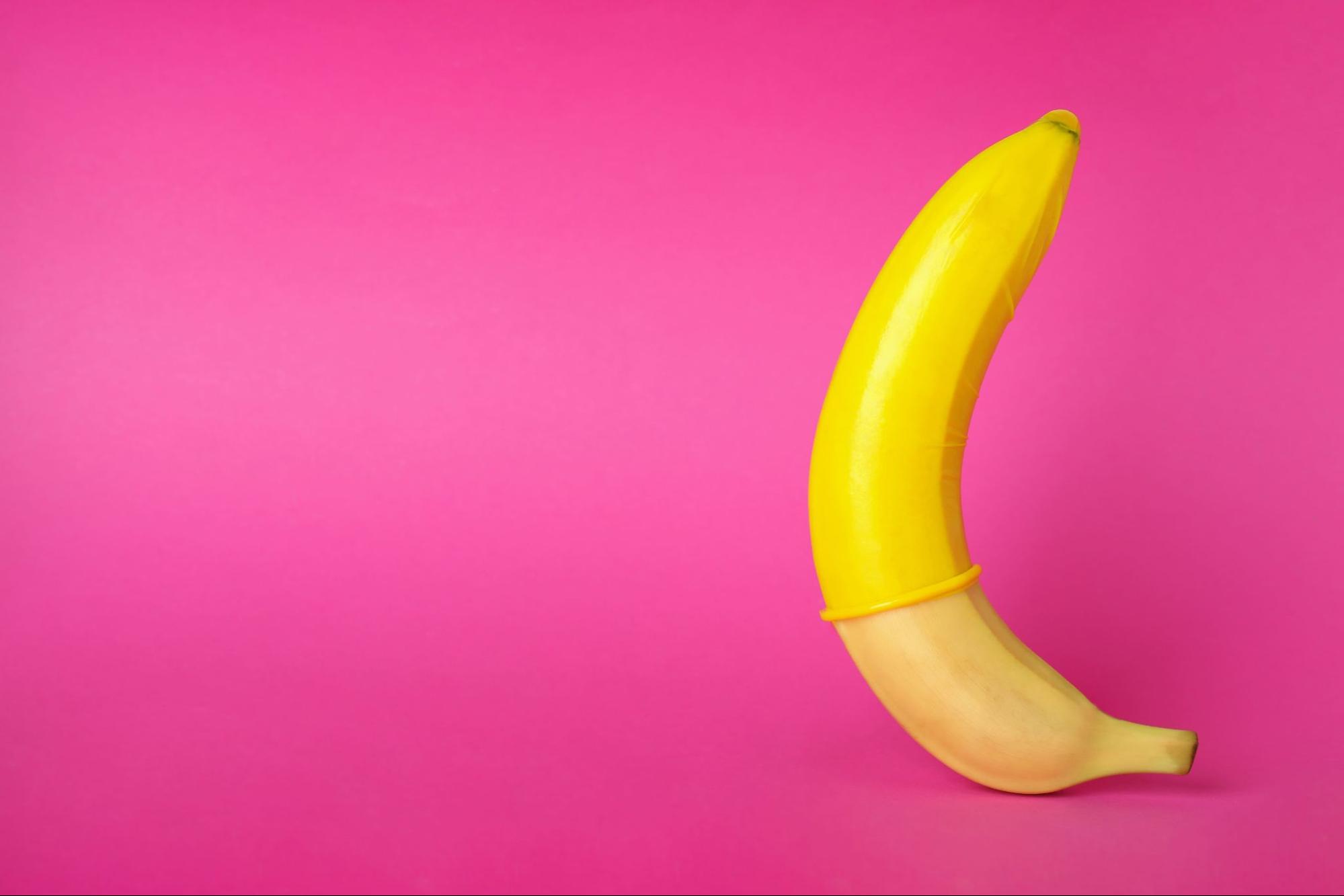 yellow banana simulating erection